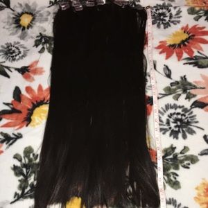 Zala 24 inch clip in human hair extensions 9 piece set in dark chocolate brown